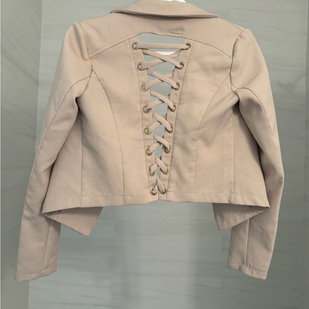 Stylish Beige cutout jacket, small